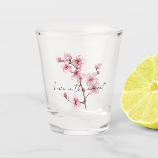 Pink Cherry Blossom Floral Schnapsglas (Vorderseite)