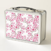 Pink Cherry Blossom Floral Watercolor Monogramm Metall Brotdose (Rückseite)