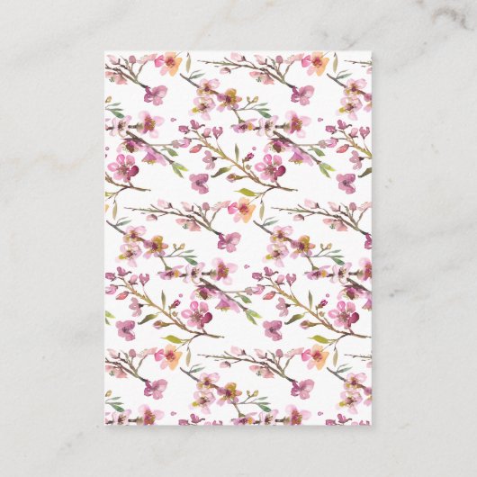 Pink Cherry Blossom Floral Wedding Card Begleitkarte (Rückseite)