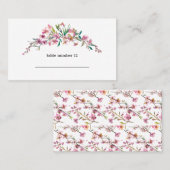 Pink Cherry Blossom Floral Wedding Escort Card Platzkarte (Vorne/Hinten)