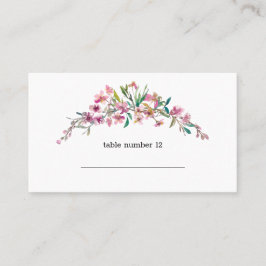 Pink Cherry Blossom Floral Wedding Escort Card Platzkarte