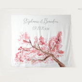 Pink Cherry Blossom Floral Wedding Foto Stand Wandteppich (Vorderseite (Horizontal))