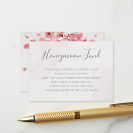 Pink Cherry Blossom Floral Wedding Honeymoon Fund Begleitkarte