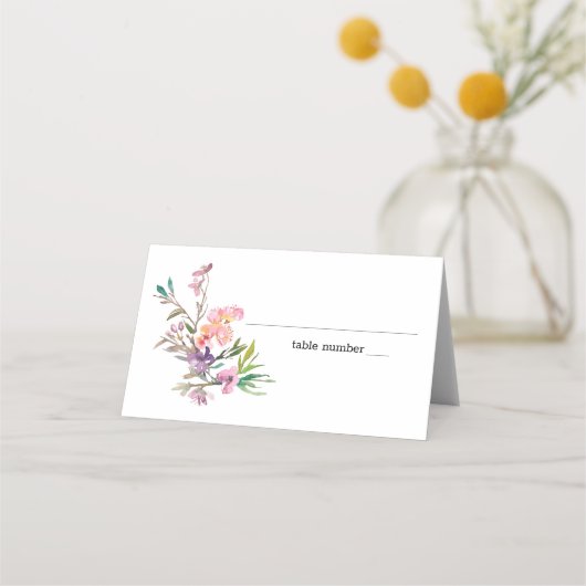 Pink Cherry Blossom Floral Wedding Platzkarte (Vorderseite)