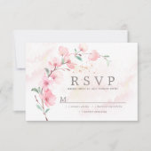 Pink Cherry Blossom Floral Wedding RSVP (Vorderseite)
