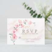 Pink Cherry Blossom Floral Wedding RSVP (Stehend Vorderseite)