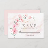 Pink Cherry Blossom Floral Wedding RSVP (Vorne/Hinten)