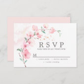 Pink Cherry Blossom Floral Wedding RSVP (Vorne/Hinten)