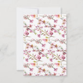 Pink Cherry Blossom Floral Wedding RSVP Card (Rückseite)
