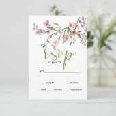 Pink Cherry Blossom Floral Wedding RSVP Card Karte (Stehend Vorderseite)