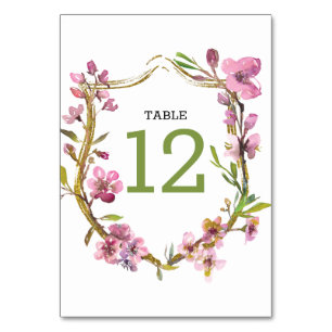 Pink Cherry Blossom Floral Wedding Tischnummer