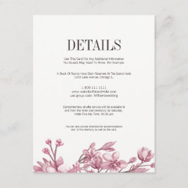 Pink Cherry Blossom florale Details Umschließungsk Begleitkarte