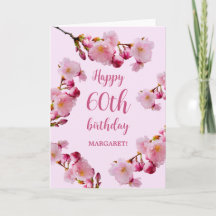 Pink Cherry Blossom Florals Happy 60. Geburtstag