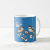 Pink Cherry Blossom Flowers Joy Blue Birds Kaffeetasse (VorderseiteRechts)