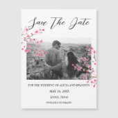 Pink Cherry Blossom Foto Hochzeitsschrift Magnet (Vorderseite)
