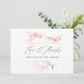 Pink Cherry Blossom Frühjahrsszenario Foto Dankeskarte (Stehend Vorderseite)