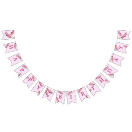 Pink Cherry Blossom Frühlingsblumen Happy Birthday Wimpelkette