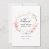 Pink Cherry Blossom Geometric QR Code UAWG Wedding Einladung (Vorderseite)