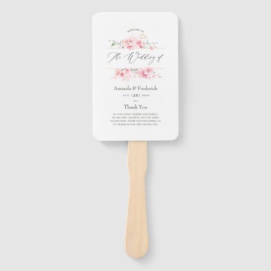 Pink Cherry Blossom Geometric Spring Wedding Fächer (Vorderseite)