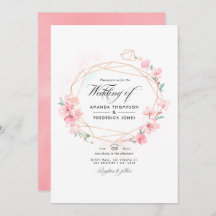 Pink Cherry Blossom Geometric Spring Wedding Foto