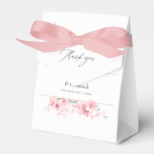 Pink Cherry Blossom Geometric Spring Wedding Geschenkschachtel (Vorderseite)