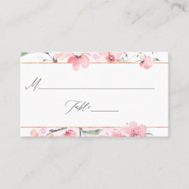 Pink Cherry Blossom Geometric Spring Wedding Platzkarte