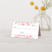 Pink Cherry Blossom Geometric Spring Wedding Platzkarte (Vorderseite)