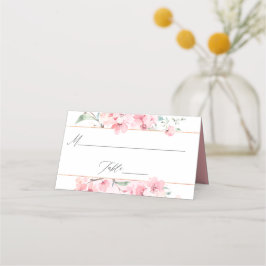 Pink Cherry Blossom Geometric Spring Wedding Platzkarte