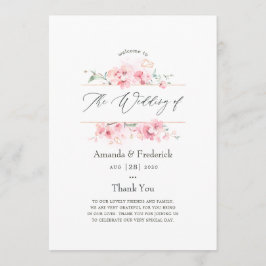 Pink Cherry Blossom Geometric Spring Wedding Programm