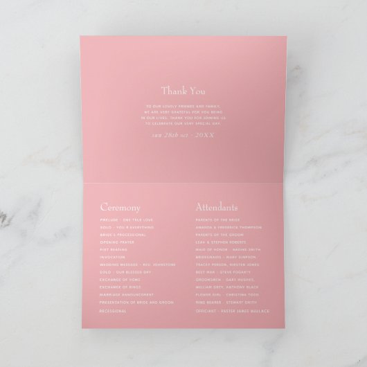 Pink Cherry Blossom Geometric Spring Wedding Programm (Innenseite)