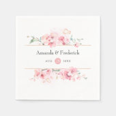 Pink Cherry Blossom Geometric Spring Wedding Serviette (Vorderseite)