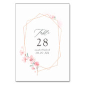 Pink Cherry Blossom Geometric Spring Wedding Tischnummer (Rückseite)