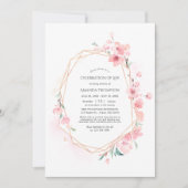 Pink Cherry Blossom Geometrische Feier des Lebens Einladung (Vorderseite)