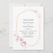 Pink Cherry Blossom Geometrische Probe Abendessen Einladung (Vorderseite)