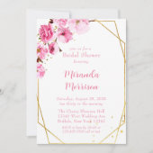 Pink Cherry Blossom Geometrisches Brautparty Einladung (Vorderseite)