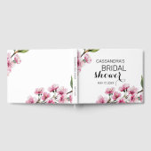 Pink Cherry Blossom Grünes Brautparty Gästebuch (Voll)