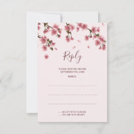 Pink Cherry Blossom Hochzeitstorte RSVP Karte