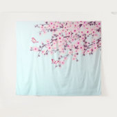 Pink Cherry Blossom Illustrative Landschaft Wandteppich (Vorderseite (Horizontal))