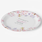 Pink Cherry Blossom in Bloom Garden Bridal Shower Pappteller (Schrägansicht)