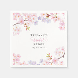 Pink Cherry Blossom in Bloom Garden Bridal Shower Serviette