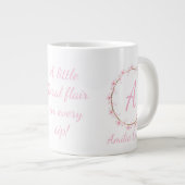 Pink Cherry Blossom Initial Feminine Blumenstrauß Jumbo-Tasse (Vorderseite Rechts)