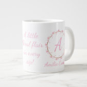 Pink Cherry Blossom Initial Feminine Blumenstrauß Jumbo-Tasse (Vorderseite Rechts)