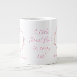 Pink Cherry Blossom Initial Feminine Blumenstrauß Jumbo-Tasse