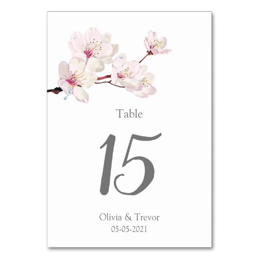 Pink Cherry Blossom Japanisch Sakura Hochzeit Tischnummer (Vorderseite)