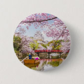 Pink Cherry Blossom Japanischer Garten Brauch Button (Vorderseite)