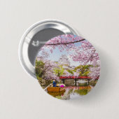 Pink Cherry Blossom Japanischer Garten Brauch Button (Vorne & Hinten)