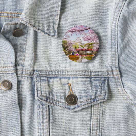 Pink Cherry Blossom Japanischer Garten Brauch Button (Beispiel)