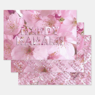 Pink Cherry Blossom Japanisches Festival Happy Han Geschenkpapier Set