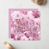 Pink Cherry Blossom Japanisches Festival Happy Han Mitteilungskarte (Vorderseite/Rückseite Beispiel)