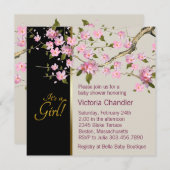 Pink Cherry Blossom Kinderdusche Einladungen (Vorne/Hinten)